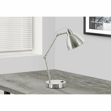 MONARCH SPECIALTIES Lighting, 17 in.H, Table Lamp, Usb Port, Nickel Metal, Nickel Shade, Modern I 9659